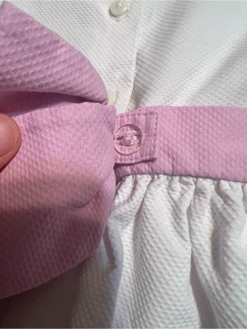 Gymboree White Dress with Pink Collar and Pastel Stripe Trim